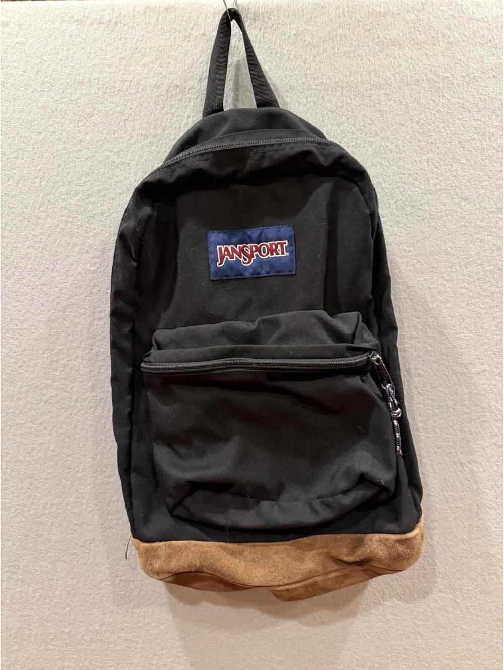 Vintage Jansport Backpack Black With Brown Suede Bottom